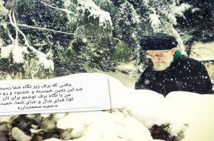شعر طلبه مشهدی برای تصویر امام خامنه ای زیر بارش برف +عکس
